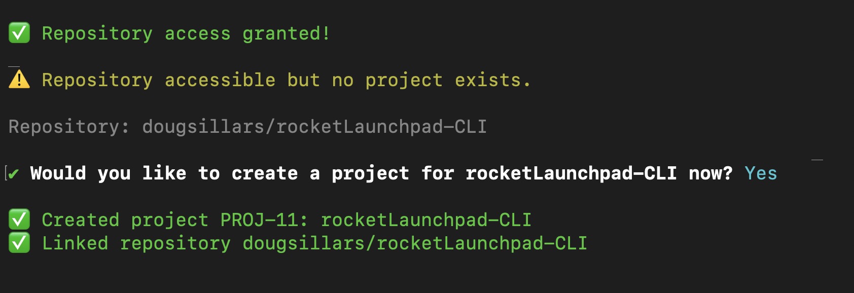 Terminal output from braingrid init showing project initialization